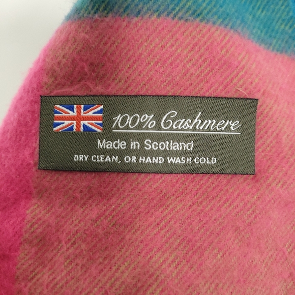 CASHMERE Multi Colored Scarf With Fringe Trim (Made In Scotland) - Picture 2 of 7
